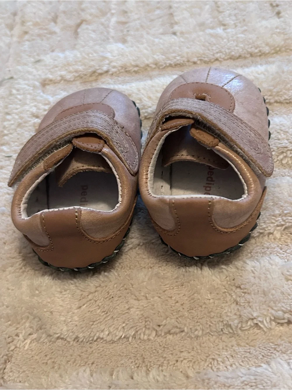 All Leather Pediped Toddler Soft Moccasin Shoes in Light Brown 0-6 Months